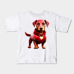 Wiener-Man: Dachshund in High-Tech Canine Armor Tee Kids T-Shirt